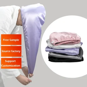 Microfiber Satin Turban Hair Towel Wrap Quick Dry Knitted Logo Hair Fashion Accessory Gift for Women and Ladies
