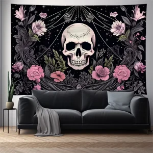 Microfiber Skulls Printed Tapestry Wall Banner