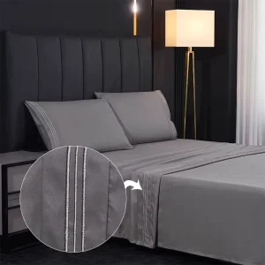 Microfiber Soft 4 Pieces Bedding Sheet Set Flat Sheet Soft and Wrinkle Free Fitted Sheet