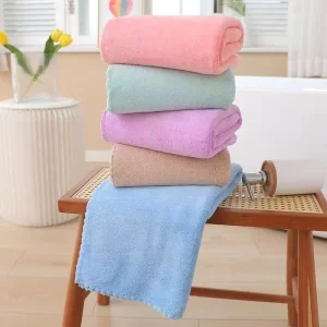 Microfiber Solid Color Knitted Coral Fleece Towel Quick Dry Absorbent Bath Washcloth