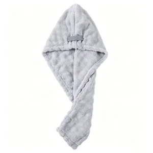 Microfiber Striped Coral Fleece Hair Towel Absorbent & Quick Dry Soft & Non Irritating Scalp Customizable
