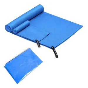 Microfiber Suede Sport Sweat Towel Solid Color Rectangle Cylindrical Mesh Bag Sports Travel