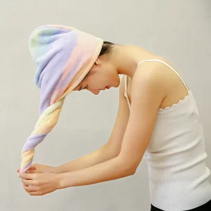 Microfiber Super Absorbent Fast Drying With Button Hair Drying Towels