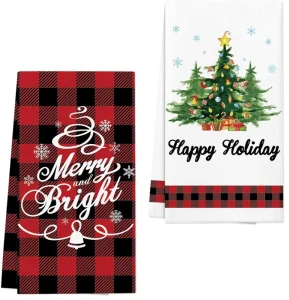 Microfiber Terry Red Grid Quick-Dry Kitchen Towel Soft Disposable Eco-Friendly Multifunction Cleaning Cloth Christmas Halloween