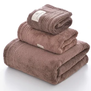 Microfiber Towel Set with Custom Logo Thickened Coral Velvet Face Towels Soft Solid