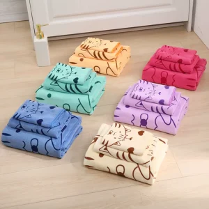 Microfiber Towel Sets Super Soft Absorbent Quick Dry Bath Towel Cartoon Printed Hand Face Bath Bathroom Towels Set