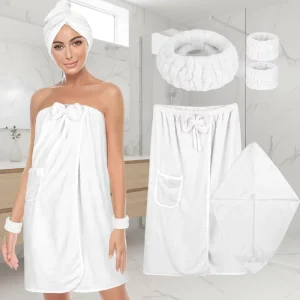 Microfiber Towel Wrap Women Shower Robe with Adjustable Closure Hair Drying Towel & Spa Wraps (Machine Wash)