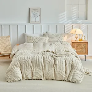 Microfiber Tufted Bed Comforter Set Shabby Chic Boho Style Winter Season Polyester Duvet Cover Bedding