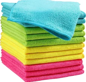 Microfiber Warp Knitted Multi Use Square Towels Absorbent Edge and Scratch Free for Car Wash Kitchen and Glass All Working