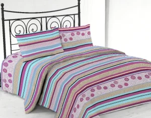 Microfiber Woven 4-Piece Washable Custom Printed Floral Comforter Set European American Style Home Design Lilac Stripe Pattern