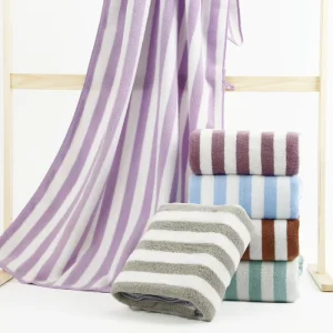 Microfiber Woven Bath Towels Striped Eco-friendly Super Absorbent Soft Fast Drying Disposable Oversized Multipurpose Travel