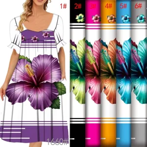 Micronesia Style Tropical Floral Fashion Polyester Digital Printed Fabric for Blouses Sarongs