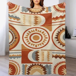 Mid Century Modern Flannel Fleece Throw Cozy Warm Microfiber Cover for Bedroom Minimalist Style Bedding Blanket Supply