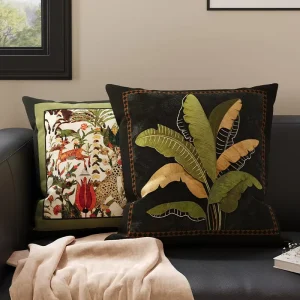 Mid century Vintage Retro Throw Pillow Modern Minimalist Design Plants Flowers Pattern Short Plush Living Room Sofa