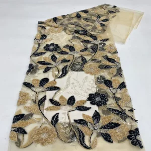 Middle East Two-tone Rope Embroidery + Beads + Sequins Women’s Dress Fabric