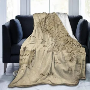 Middle-earth Map Customizable Woven Modern Soft Flannel Throw Lightweight Durable Winter Home Decor Blanket & Bedspread