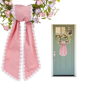 Midi 55 ” Handmade Denic Fabric Wreath Sashes with Ric Rac Edge for Home Decoration Gate Bows Sash Blank Embroidery Scarf