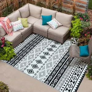 Mildew Proof Washable Polypropylene Outdoor Reversible Outdoor Mat Custom Patio RV Camping Outdoor Carpet