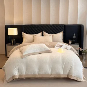 Milk Velvet Embroidered Modern Style Four Piece Comforter Set for Winter