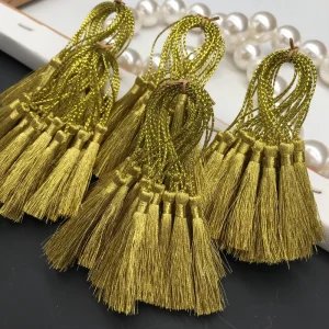 Mini 4cm Silk Tassels Fringe Charm Pendant DIY Cellphone Accessories for Clothing Bags Home Textiles & Garments Gold Silver