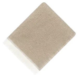 Minimal Texture Weave Fringed Throw Blanket Linen Like Lightweight Soft for Home Decor