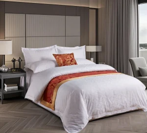 Minimalist 4 Piece Hotel Bedding Set Queen Size Jacquard Technics Duvet Cover Bed Sheet Pillowcase Sheet Set