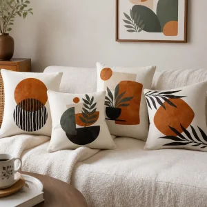 Minimalist Abstract Line Art Throw Pillow Cover Soft Polyester Boho Botanical Leaf Cushion Case Pillowshell for Sofa