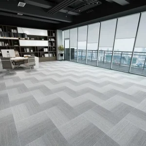 Minimalist Cross Line Square Carpet Tiles Soundproof Modular Floor Carpet for Conference Room Office Reception Desk