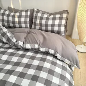 Minimalist Design Soft Warm Washed Cotton Duvet Cover Sheet Set for Hostel Dorm Room Use