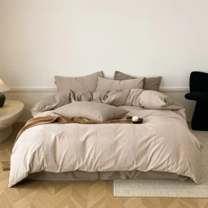 Minimalist Geometric Jacquard 100% Cotton Bed Sheet Set Durable Eco Friendly Organic Bedding Set for Home Use