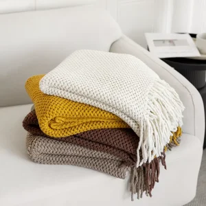 Minimalist Hollow Out Mesh Knitted Acrylic Geometric Pattern Modern Blanket Spring Summer Office Sofa Nap Homestay Bed End Throw