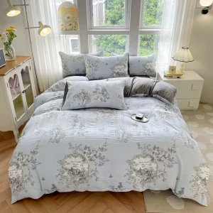 Minimalist Korean Style Fresh Double Sided Seersucker High Quality Cooling Soft Comfortable Floral Print Summer Polyester