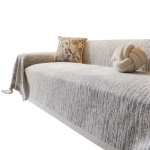 Minimalist Light Tone Eco Friendly Polyester Blend Throw Blanket Sofa Cover Slipcover Gentle Texture All Season for Couch Living