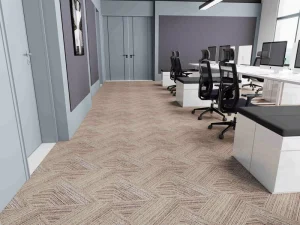 Minimalist Luxury Modular Carpet Tile in Light Brown with Subtle Geometric Texture for Commercial Reception Areas