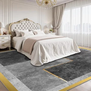Minimalist Machine Made PET Friendly Polyester Floor Mat Washable Non Slip Low Pile Runner Custom Print for Nursery & Kids