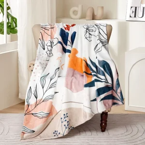 Minimalist Mid Century Blanket Modern Abstract Art Blankets Floral Plant Print Bed Blanket Super Soft Fleece Flannel