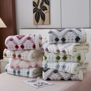 Minimalist Modern Geometric Jacquard Throw Blanket Double Sided Sherpa Sofa Cover Cation Print Bedroom Office Spring Autumn Size