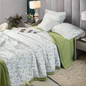 Minimalist Single Double Person Cotton 200TC Anti Static Summer Cooling Quilt Comforter Four Piece Korean Duvet Cover for Hotel