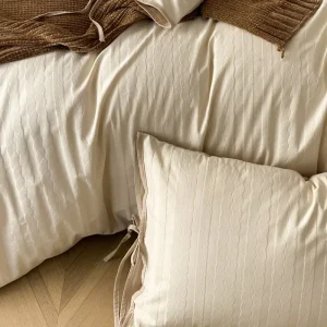 Minimalist Style Eco-Friendly 100% Cotton Brushed Jacquard Geometric Pattern Bed Sheet Set Breathable Durable Bedding Set