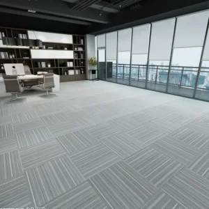 Minimalist Thin Vertical Strip Square Carpet Tiles Soundproof Modular Floor Carpet for Conference Room Office Reception Desk