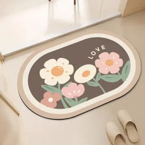 Minimalist Wabi Sabi Diatom Mud Bathroom Rug Rapid Drying & Super Absorbent Non Slip Safety Base Mat