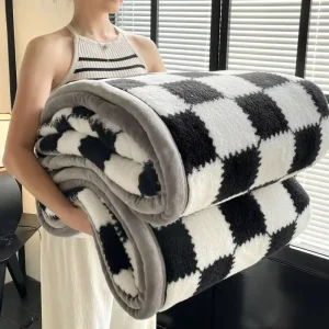 Mink Blanket Double Layer Flannel Nap Sleeping Blanket Soft Warm with Printed Design Throw Sherpa Fur Blanket for Couch Sofa