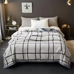 Mink Blanket Oversized Heavy Woven Fluffy Plush Soft Warm Korean Style 2 Ply Printed Flannel Fleece Blanket