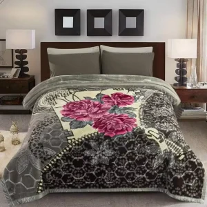 Mink Double Bed Blankets Thick Blanket for Winter King Size 4kg 2 Ply A&B Printed Raschel Blanket