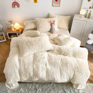 Mink Fleece Pillow Cover Duvet Cover Women Comforter Cover Home Textile Bedding Set