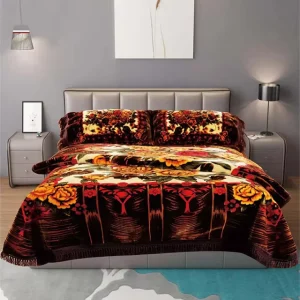 Mink Heavy Fleece Blanket Asian Raschel Bed Blankets with 2 Pillow Case