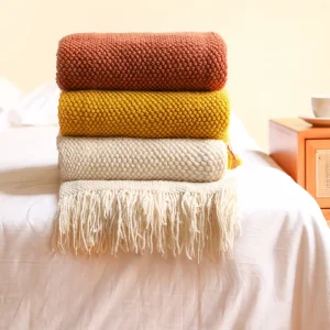 Minky Dot Knit Decorative Throw Blanket Versatile Bed Runner for B&B Hotel Lightweight Nap & Air Conditioning Couch Cover