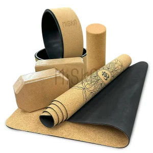 Miska Cork 006 Eco Friendly Cork Rubber Yoga Pilates Mat 4mm Non Slip 183x66cm Custom Logo Color Set
