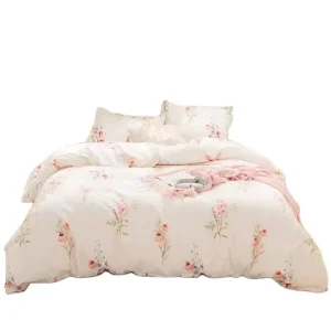 MnTYaE New Design Flower Printed King Size Comforter Set Bedding Brushed Microfiber Comforter Sets for Home