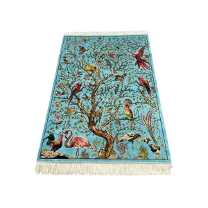 Modal Tree of Life Area Rug 100*150cm Tropical Bird Parrot Flamingo Design Fringed Wall Tapestry Carpet